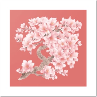 Elegant Sakura Blossoms | Japanese Cherry Blossom Graphic Design Posters and Art